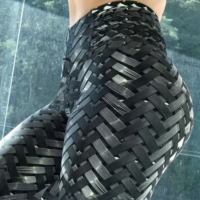 Damskie legginsy sportowe trening gimnastyczny splot legginsy z nadrukiem wysokiej talii elastyczne spodnie do jogi Fitness bieganie odzież damska