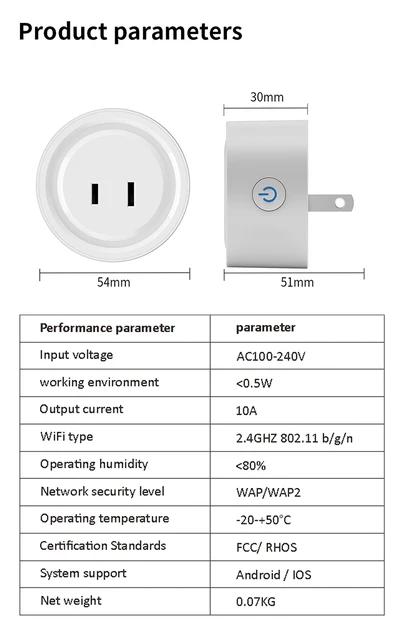 10A Wifi Smart Outlet, Remote Control Power Outlet JEWFSO