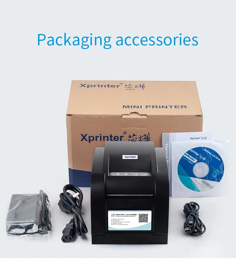 클래식 모델 3인치 감열 라벨 프린터 Xprinter XP-350B XP-350BM 경쟁력 있는 가격으로 판매되는 데스크탑 바코드 프린터
