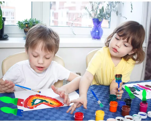 56Pcs Diy Children Painting Foam Sponge Brush Apron Moulds Tool Kit for Kids Early Art Education Learning Drawing Graffito Gift 6