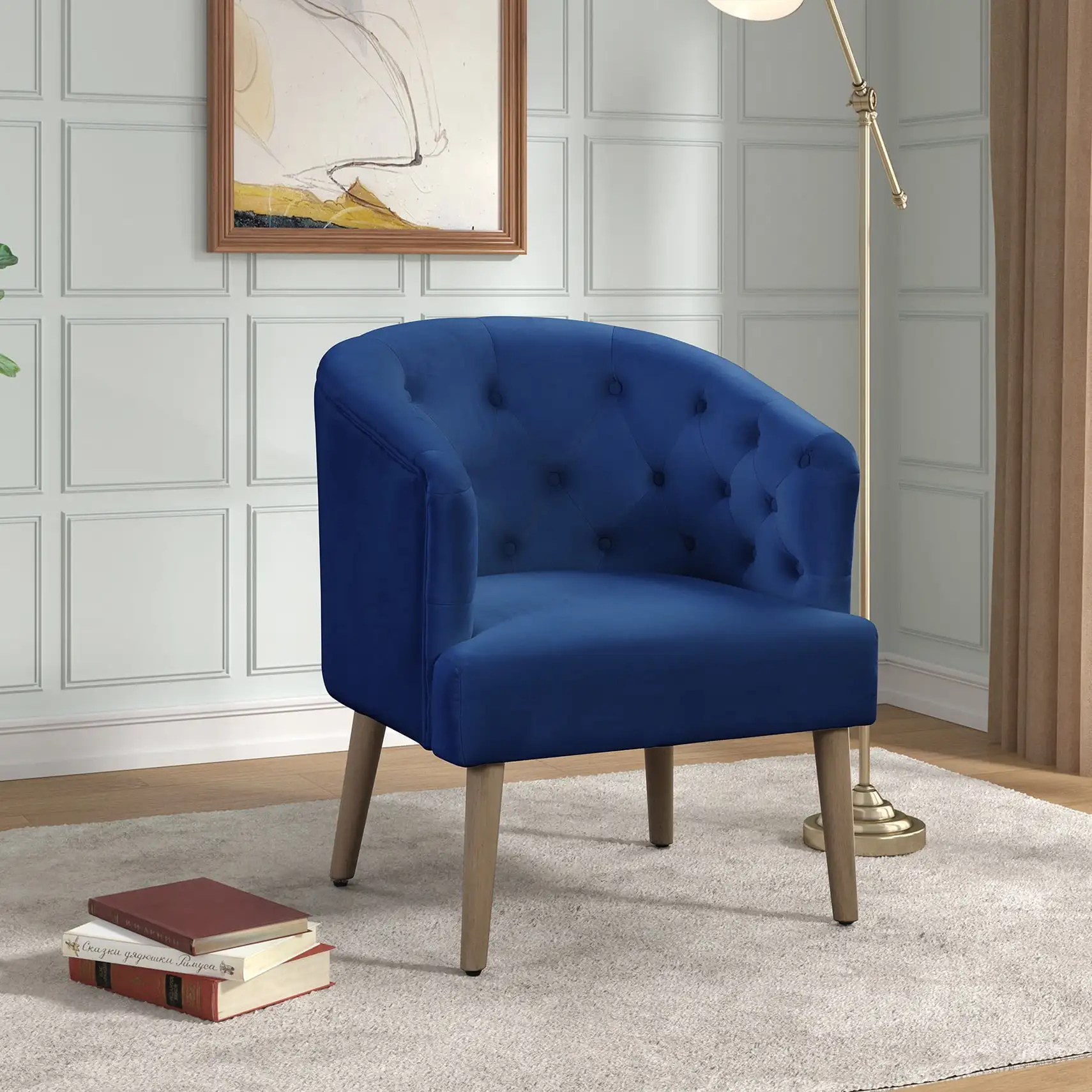 

Better Homes & Gardens Accent Chair,Deep Cobalt Blue, Velvet Upholstery, Adult