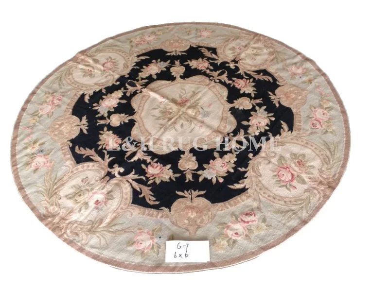 Free shipping 6'x6' Round Handmade Rug 100 Wool handmade Needlepoint