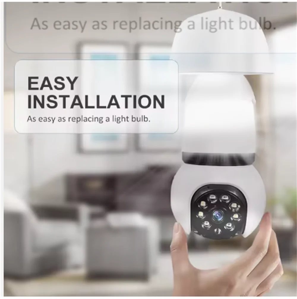 8MP E27 Bulb Lamp Camera LED Bulb WiFi Smart IP Surveilance Cam Two-way Audio Color Night Vision 10X Zoom Wireless Cam 2 in 1 6