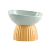 Cartoon Cat Bowl Ceramic Cute Pet Feeders High Footed Slanted Pet Bowl To Prevent Tipping Over