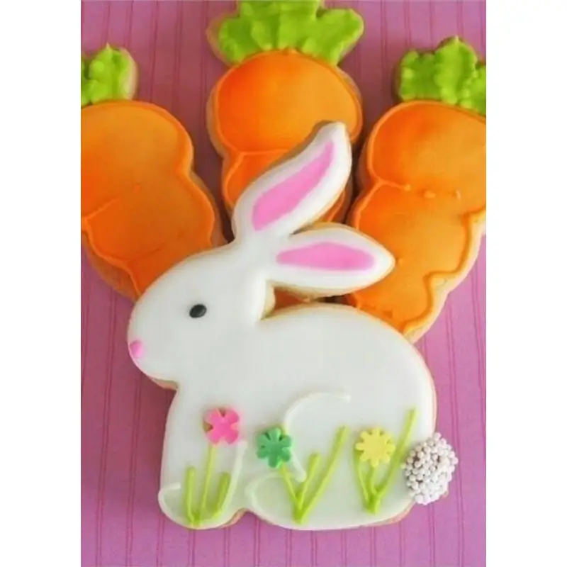 1PC Stainless Rabbit /Carrot Cookie Cutter Shape Cake Biscuit Fruit Mold Easter Cute Cookie Biscuit Mold for Children's Day