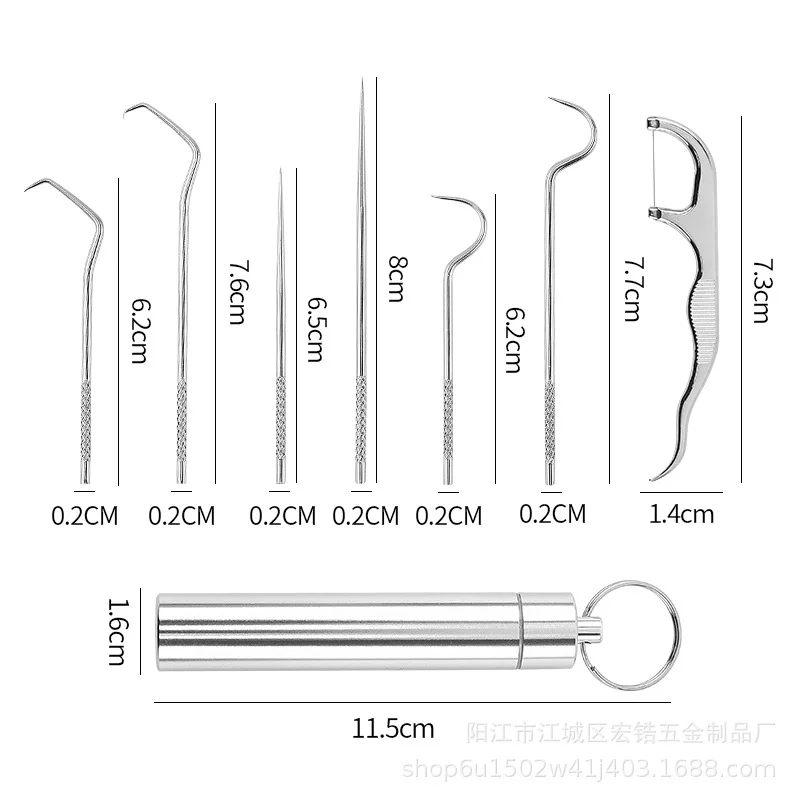 Toothpick Set Tooth Flossing Reusable Titanium Toothpicks Portable Stainless Steel Toothpick Floss Teeth Cleaner Oral Cleaning 4