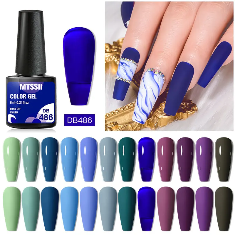 

Mtssii 6ml Blue Purple Dark Color Gel Nail Polish Long Lasting Hybrid For Base MatteTop Coat Soak Off UV LED Nail Art Gel