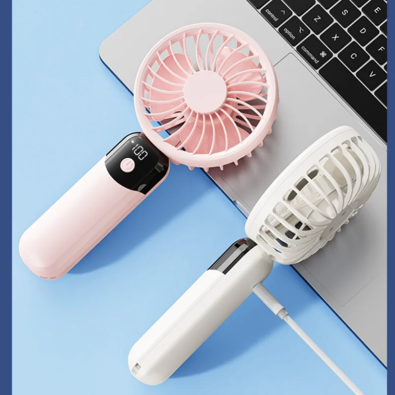 Compact USB Rechargeable Silent Fan with 6-Speed Settings and Built-In Phone Holder