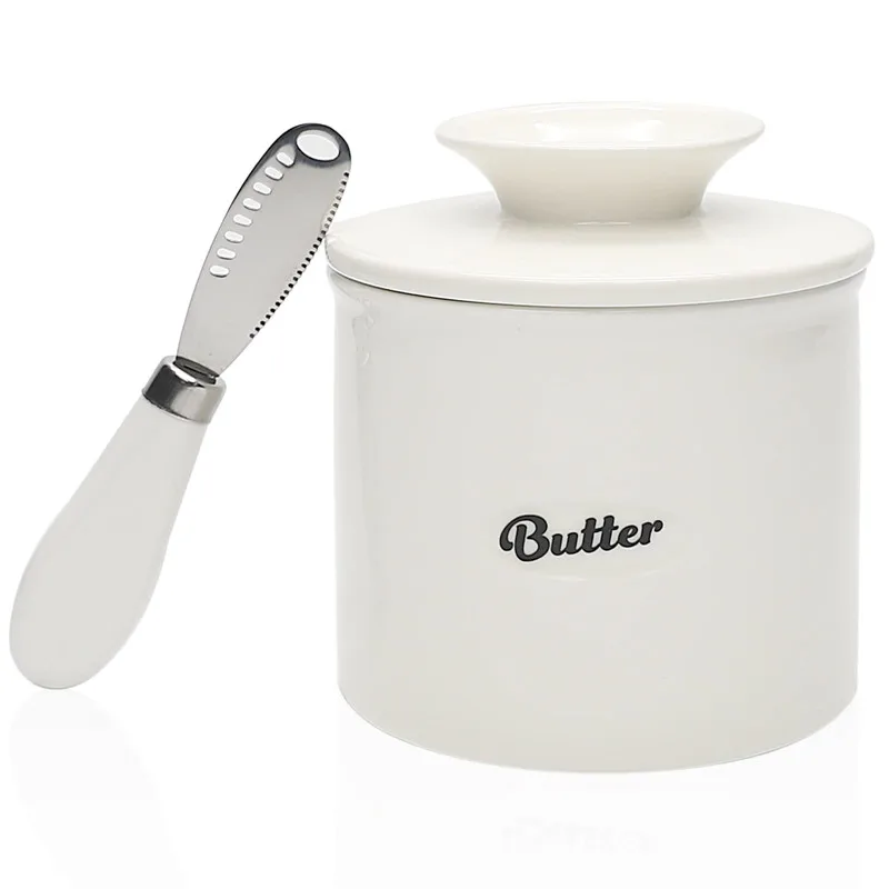 Butter Storage Box French Butter Crock Counter Butter Knife On Demand Spreadable Ceramic Bell Style Jar Dish Lid butter storage box