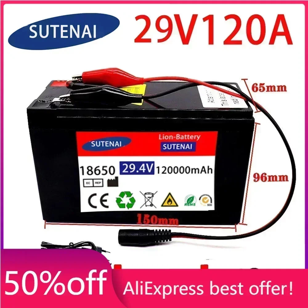 

29v 120A Li Ion 18650 Battery Electric Vehicle Lithium Battery Pack 24V- 29V 35Ah 120Ah Built-in BMS 30A High Current