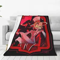 Hazbin Lucifer Cartoon Hotels Blankets Flannel Printed Alastor Action Anime Portable Lightweight Throw Blanket Office Rug Piece 1