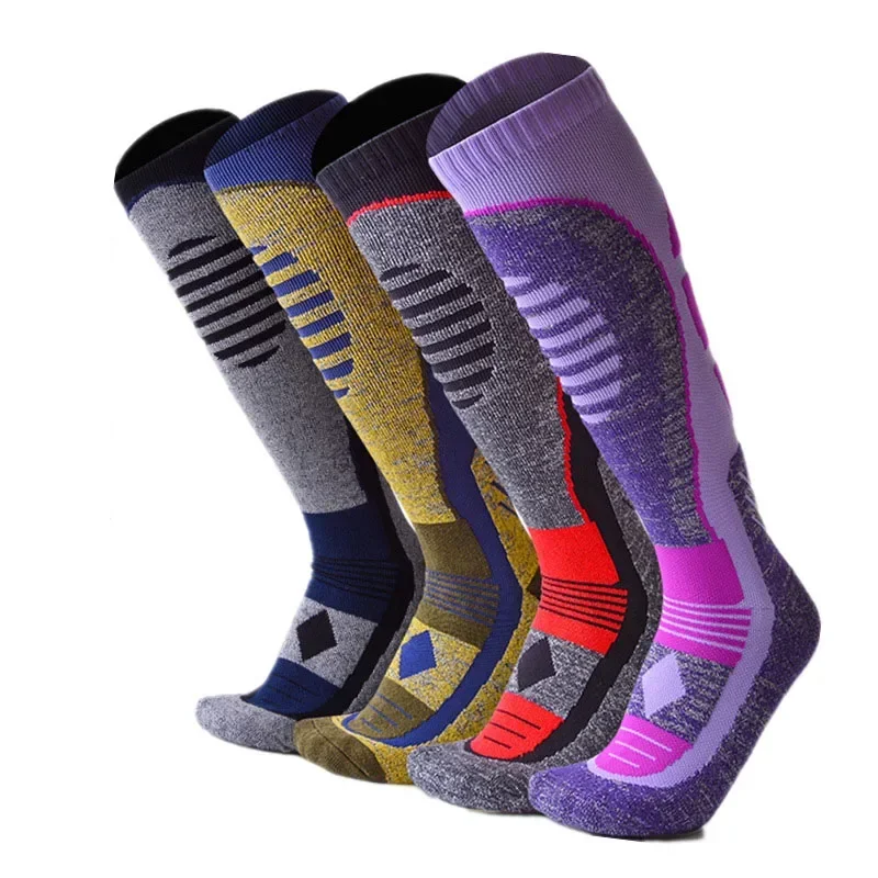 Breathable Thick Cushion Knee High Winter Sports Snowboarding Skiing Socks Winter Warm Thermal Socks Mountain Hiking Long Ski