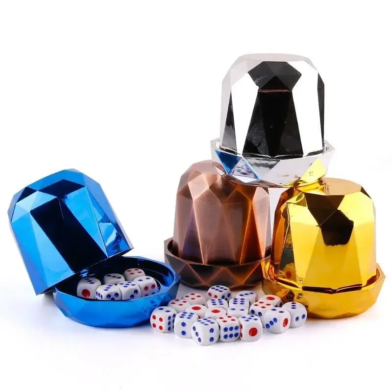 Electroplated Silent Dice Cup Lined with Velvet with Bottom Bracket Dice Cup 5 Piece Suitable for Bar Party Gathering dice cup