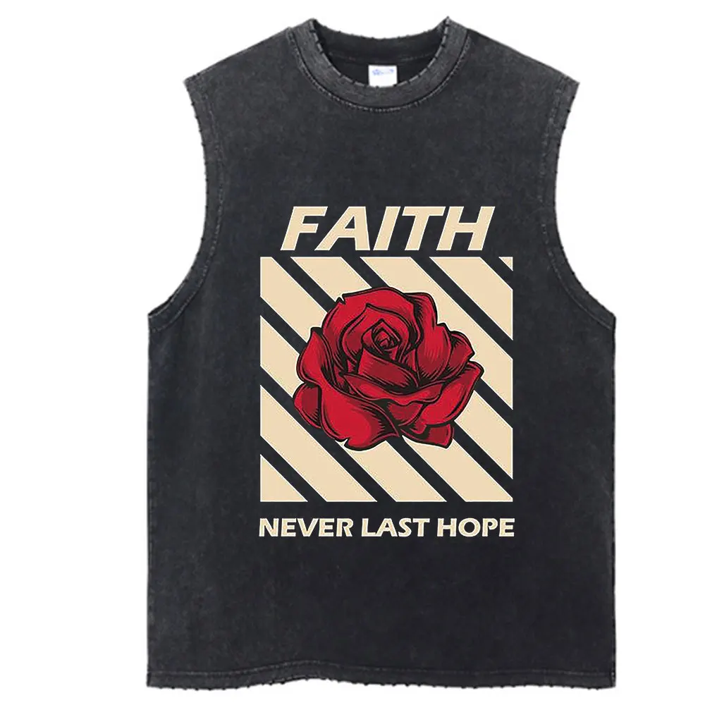 Vintage Tank Top Graphic Y2K Rose Flowers Print T Shirt Cotton Hip Hop Streetwear Oversize Summer Washed Tops Vest 5