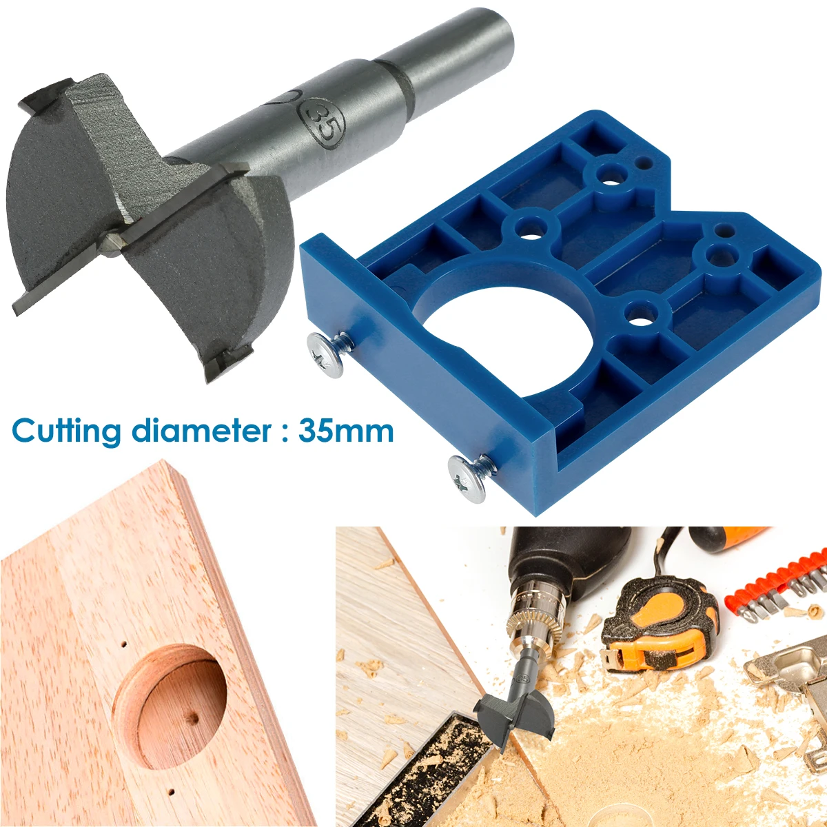 

Concealed Hinge Hole Jig 35mm Professional Hinge Drilling Hole Router Jig Sturdy Hole Cutter Guide Durable Woodworking Cutting