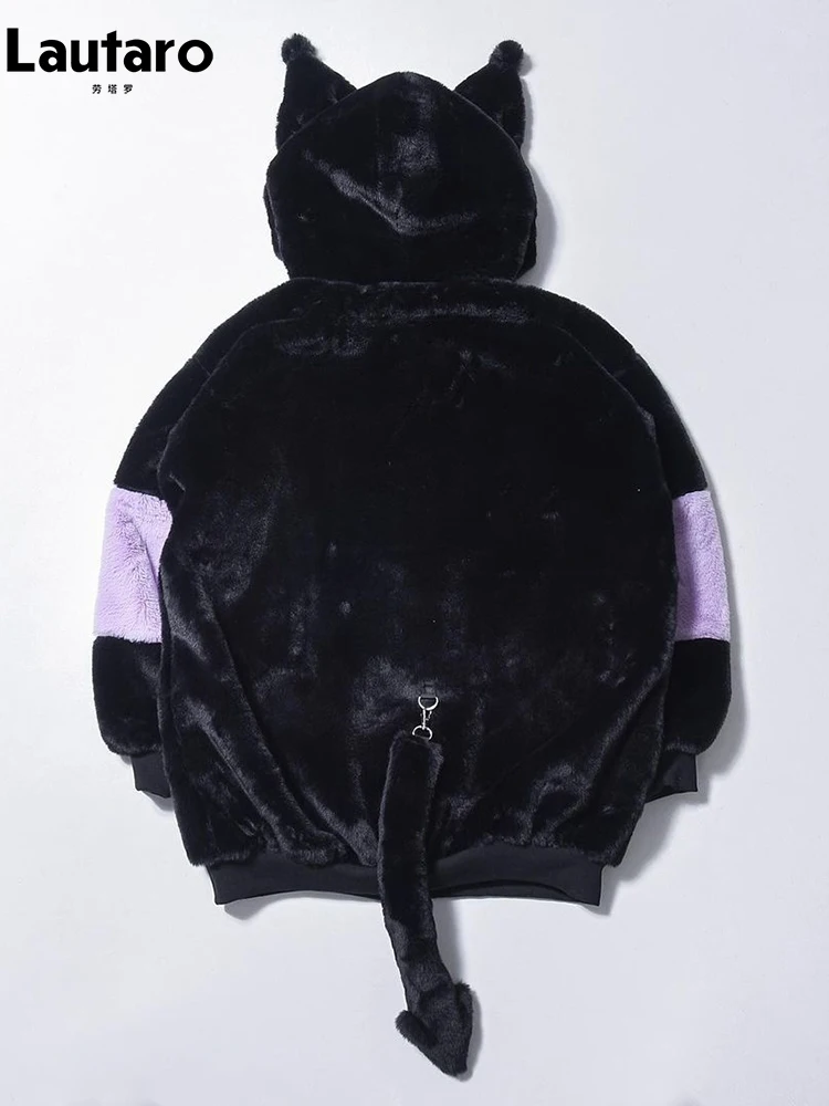 Fluffy Cartoon|women's Winter Faux Fur Hooded Jacket With