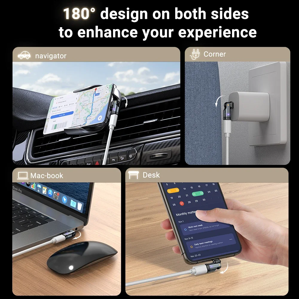AUFU 5A USB-C to Type-C OTG Adapter 240W 180&deg; Fast Charging Cable Adapter Type C Male To Female Converter For Macbook PC Samsung