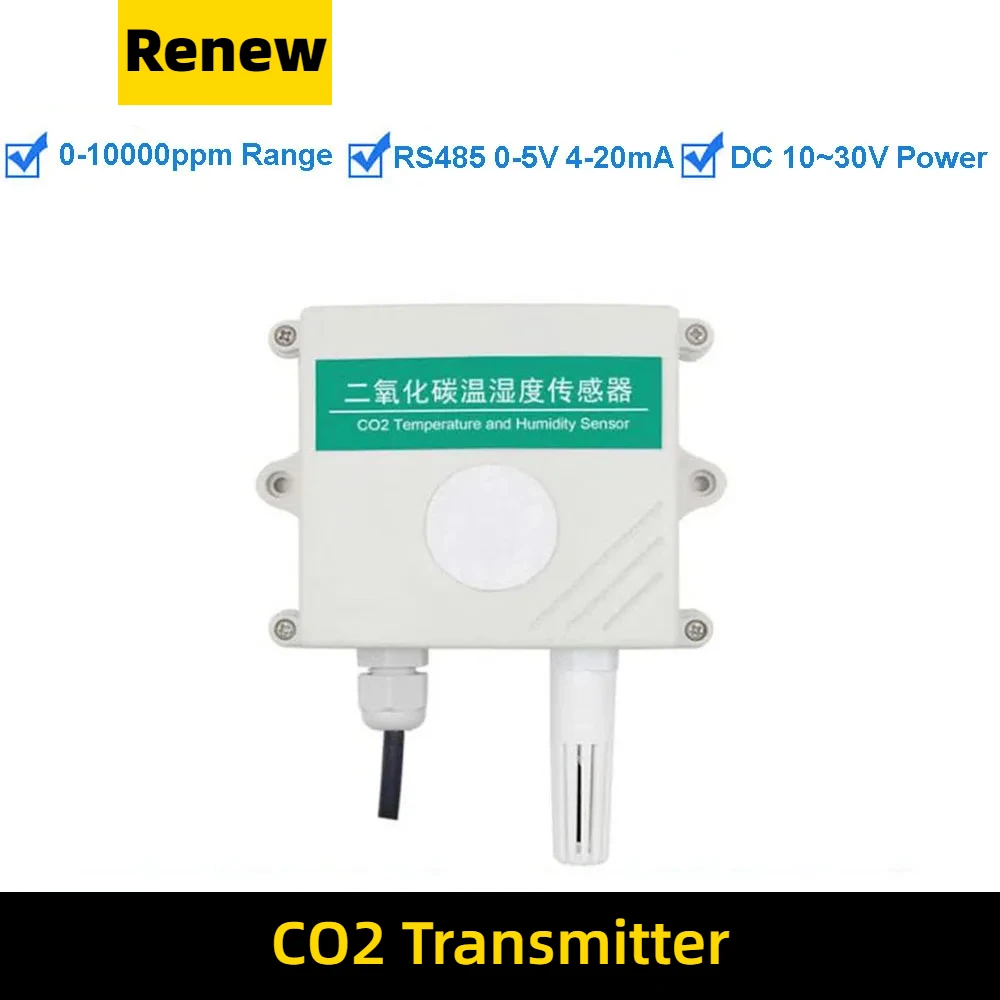 High Quality 2000/5000ppm/1%/3%/65% RS485 4-20mA Carbon Dioxide Meter CO2 Sensor Transmitter 4-20ma CO2 Transducer