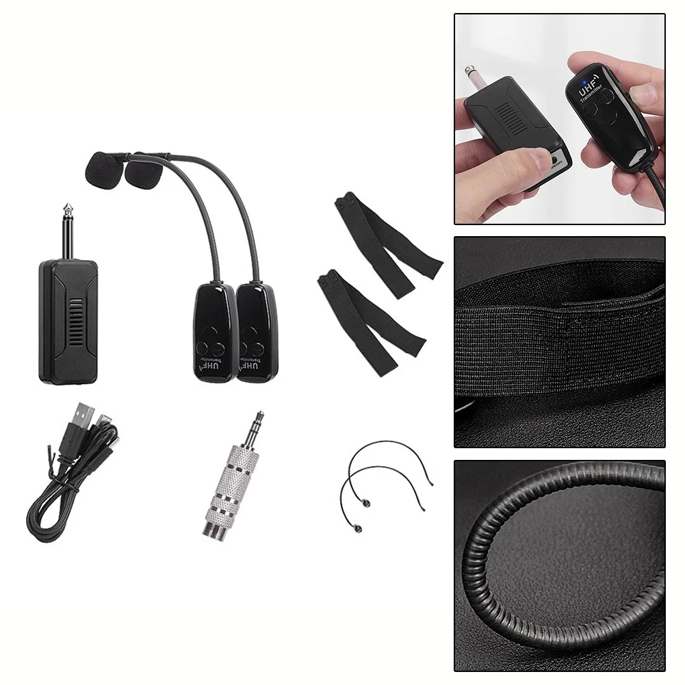 

Wireless Saxophone Flute Erhu Microphone 2 Wireless Mics 2 In 1 Rechargeable Professional Musical Instrument Accessories Durable