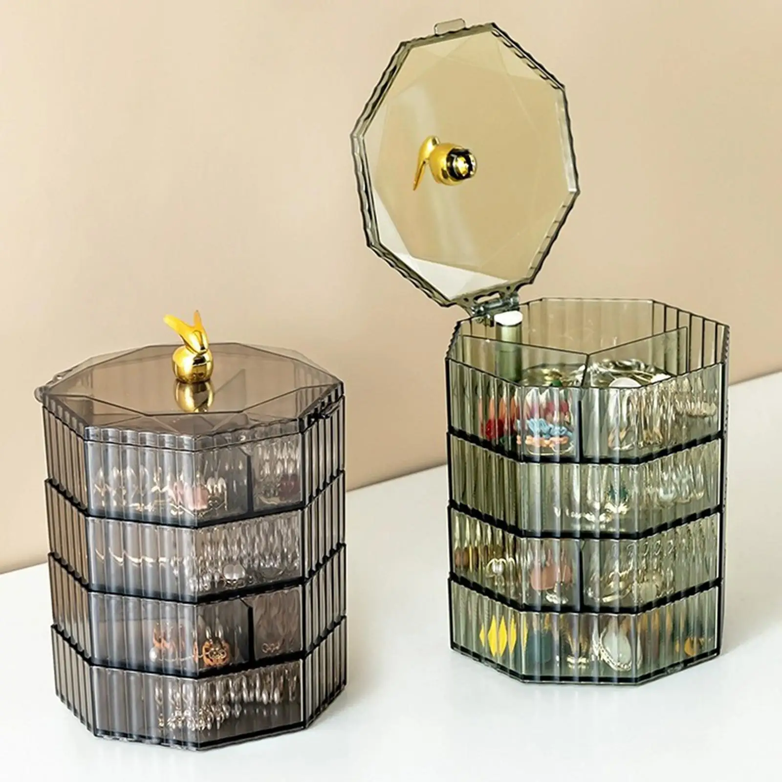 

Rotating Jewelry Storage Box Transparent 10.5cmx15.5 Rotatable Jewelry Organizer