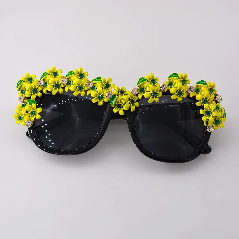 

2022 New flower Baroque Sunglasses Women's Lentes Oculos Gafas De Sol Feminino Lunette Soleil Flowers Sun Glasses Mujer