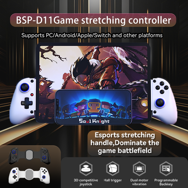 D11 Telescopic Game Controller RGB Light Mobile Phone Gamepad with Turbo/6-axis Gyro/Vibration for Android iOS PS3 PS4 Switch IP