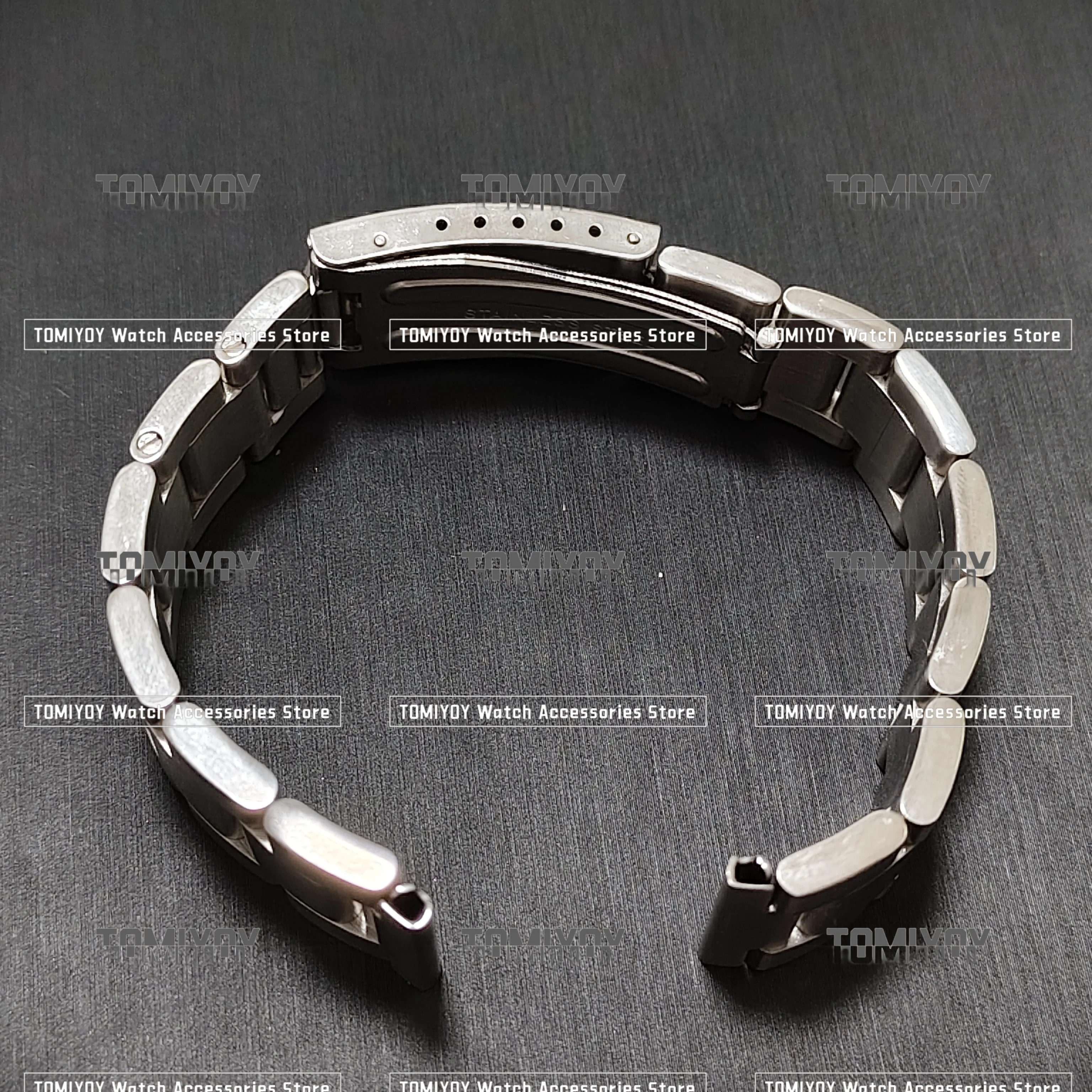 Vintage Solid Steel Oyster Band Bracelet, 18mm-20mm Adjustable Strap
