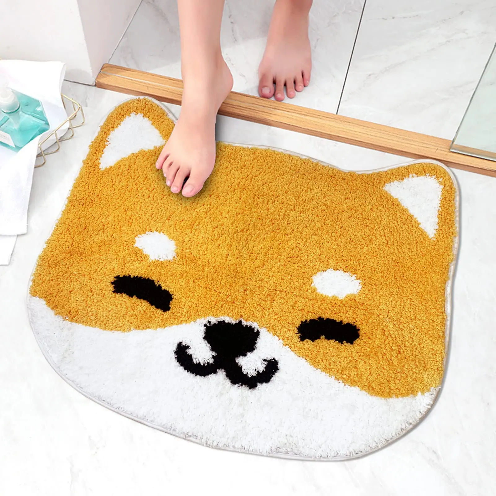 Imitation cashmere Akita dog bathroom anti-skid and absorbent floor mat floor mat bathroom mat absorbent bathroom mat bathroom floor mat toilet mat bath mat anti slip mat