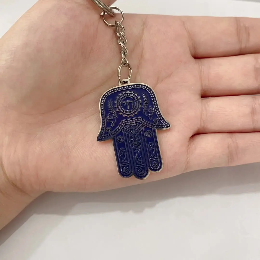 COAI Unisex Long Obsidian Pendant Necklace with Engraving Hamsa Hand, Obsidian, Obsidian