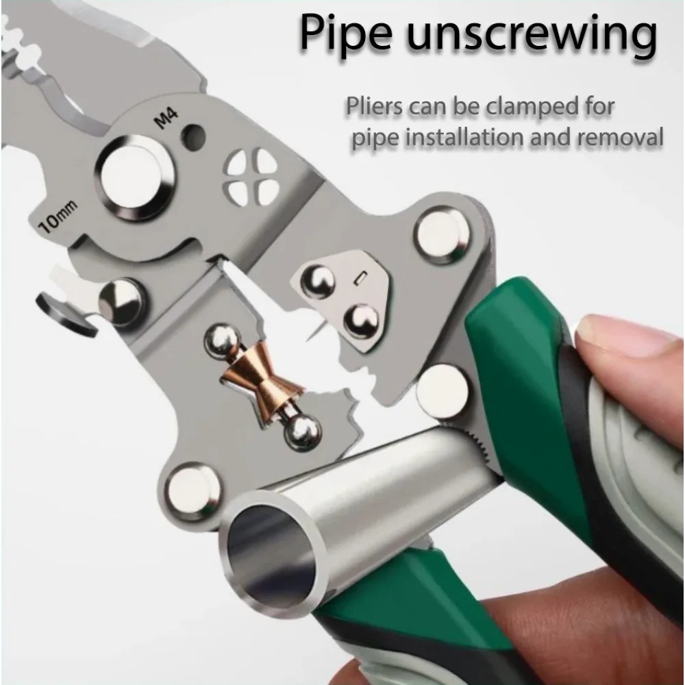 Multi-Functional Foldable Wire Stripper with Pulley Design Cable Separator, Wire Winder, Crimping Pliers