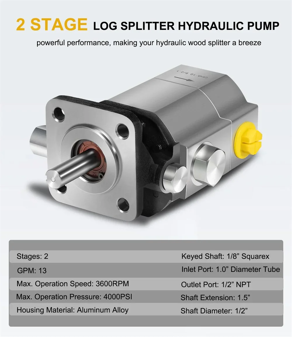 13GPM Log Splitter Build Kit Hydraulic Wood / Hydraulic Gear Log Splitter Pump for Huskee/Speeco 3/4" Engine Crankshaft 4000 PSI