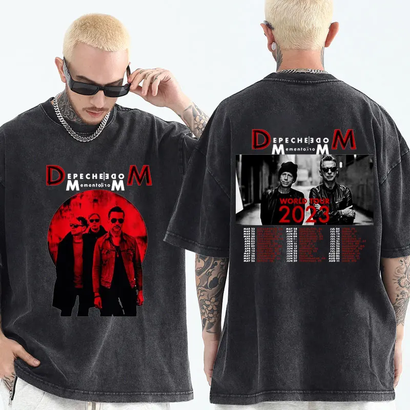 

Vintage Wash T-shirts British Rock Band Depeche Cool Mode Memento Mori World Tour Graphic T Shirts Oversized Washable T-shirt