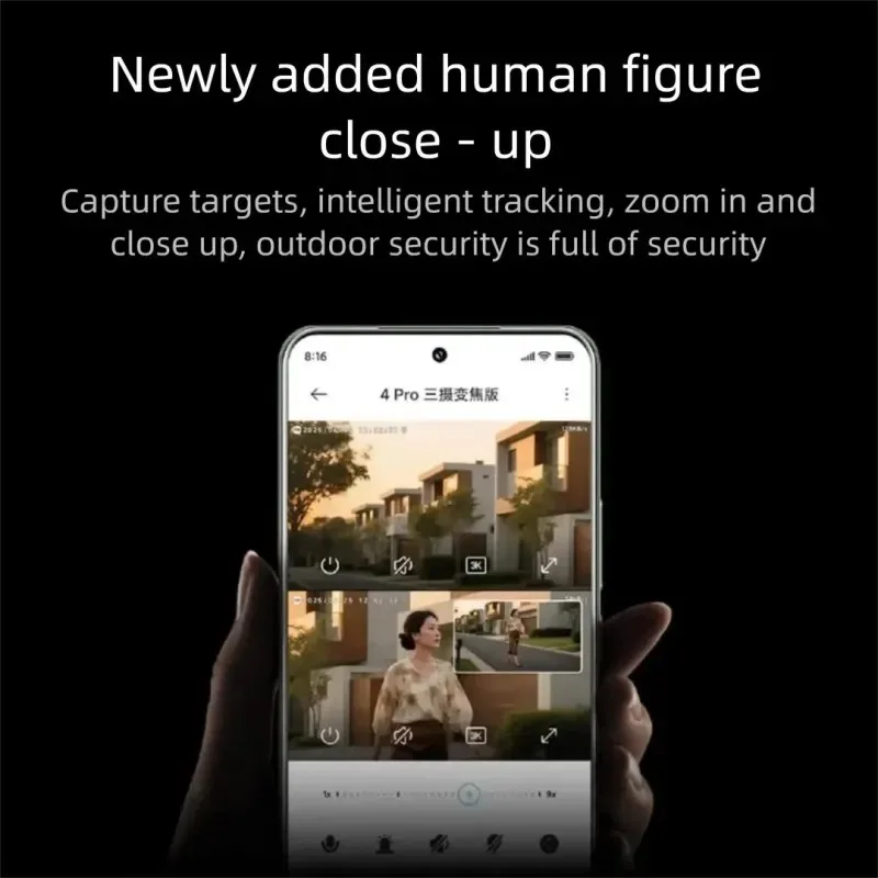 Nuova Telecamera Esterna Intelligente XiaoMi 4 Pro Edizione Zoom a Tripla Fotocamera, 360° ° Telecamera 5MP 3K, Zoom Ibrido 9x, IP66, Versione Cinese con Adattatore - immagine 4