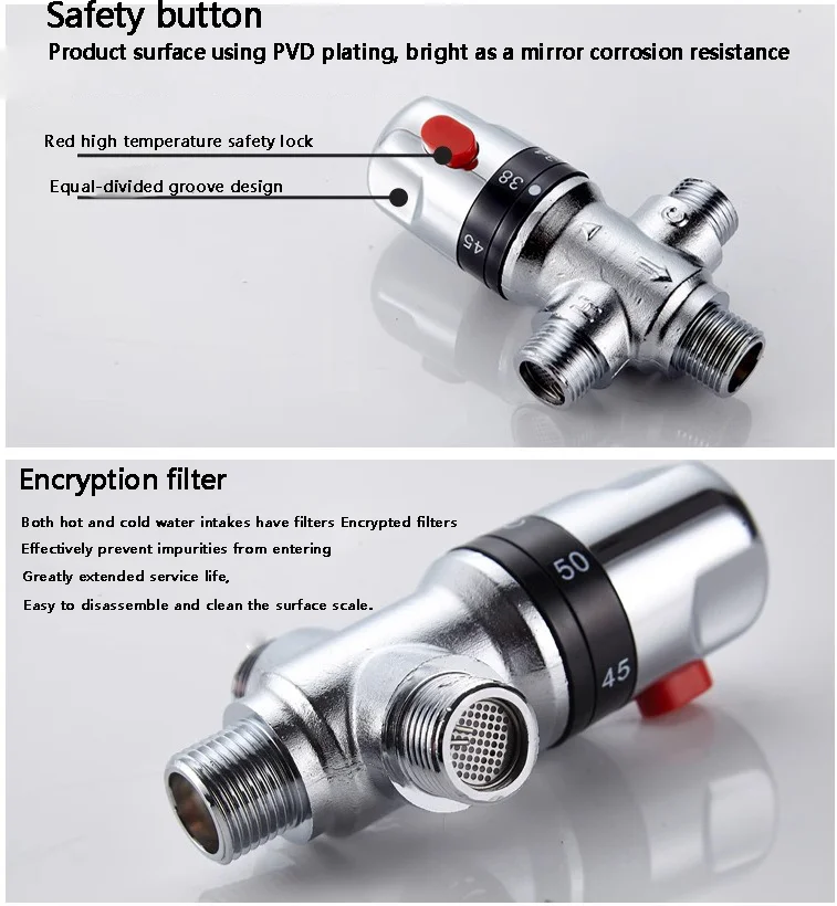 Description Picture 6 of itemTwo in one Out Cold and Hot Constant Temperature All Copper Thickened Three-way Valve Household Multifunctional Triangular Valve