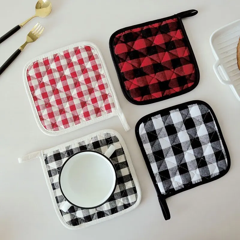 1 Pcs Kitchen Microwave Oven Anti-scalding Glove Dish Bowl Holder Baking Insulation Hand Clip Fashion Plaid Mitts Potholder Tray silicone oven mitts kitchen gloves silicone oven gloves cotton pot holders