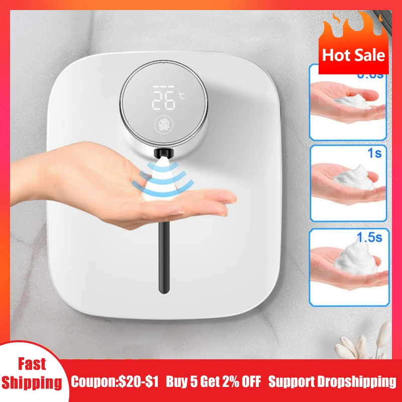 Hot Soap Dispenser Automatic Wall-mounted Rechargeable Temperature Display Liquid Foam Soap Dispensers Hand Sanitizer Machine gappo kitchen liquid soap dispensers brass kitchen square deck mounted distributeur de savon seifenspender zeepdispenser g404