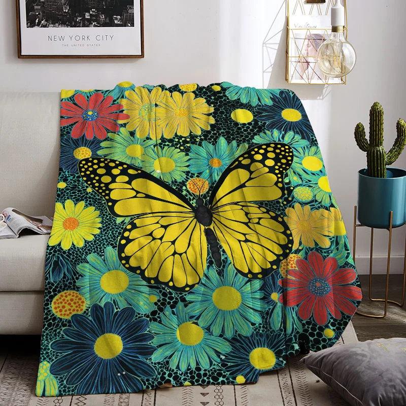 

Одеяло для дивана с бабочками, летнее одеяло большого размера 200x300, пляжное полотенце, украшение для дома, пушистая клетка