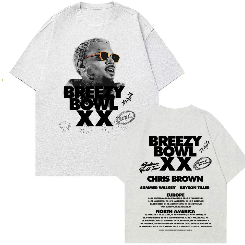 Rapper Chris Brown Breezy Bowl XX Concert Tour 2025 T-shirts Men