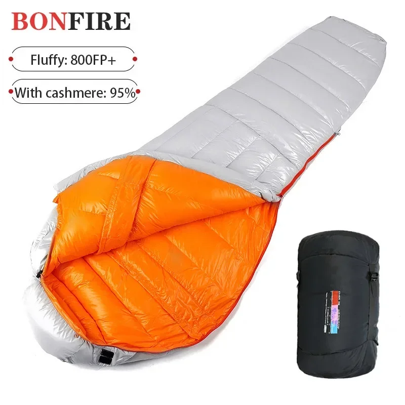 OutdoorWinterDownSleepingBagPortableAdultMummyWhiteGooseDown