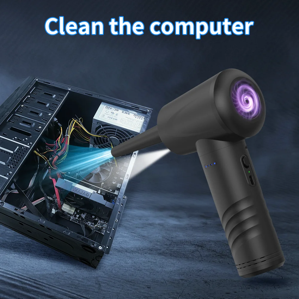Protable Air Duster for Computer Cleaning 53000RPM Cordless Compressed Air Blower with LED Light for PC computers Keyboard Clean 3