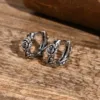 Retro Rose Hoop Earrings for Men, Waterproof Stainless Steel Stylish Flower Huggies Ear Jewelry, Gifts for Him 1