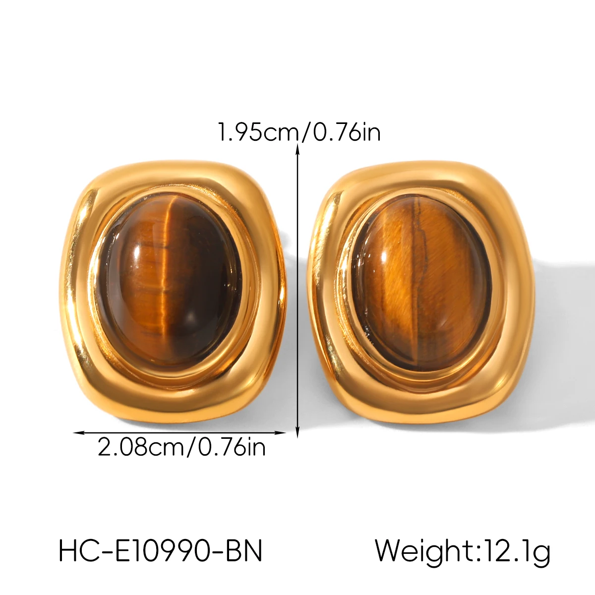 Vintage Vergoldetes Unregelmäßiges Perlen-Schmuckset Damen Tigerauge Achat Anhänger Halskette Ring Wasserdicht Anlaufbeständig – Detail 5