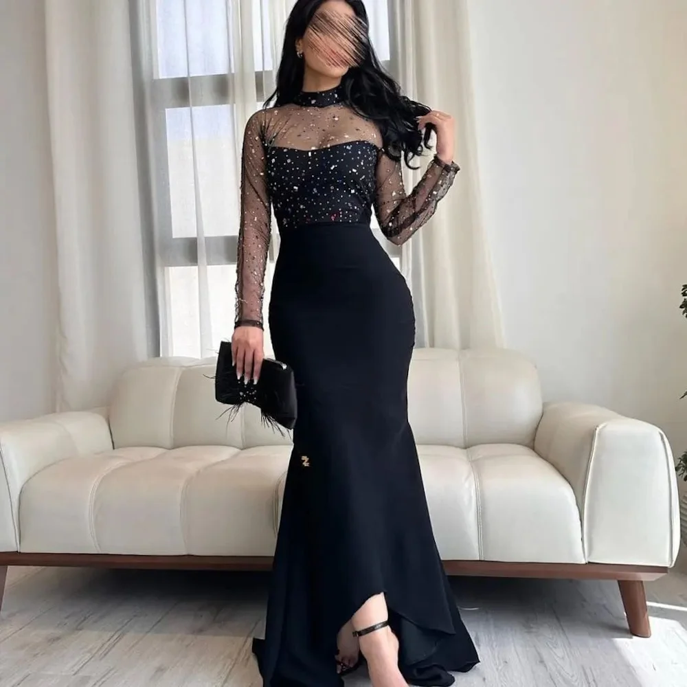 

Женское атласное вечернее платье Giggle, официальное платье в арабском стиле длиной до пола с круглым вырезом и блестками, платье для вечеринки в стиле Саудовской Аравии, 2023