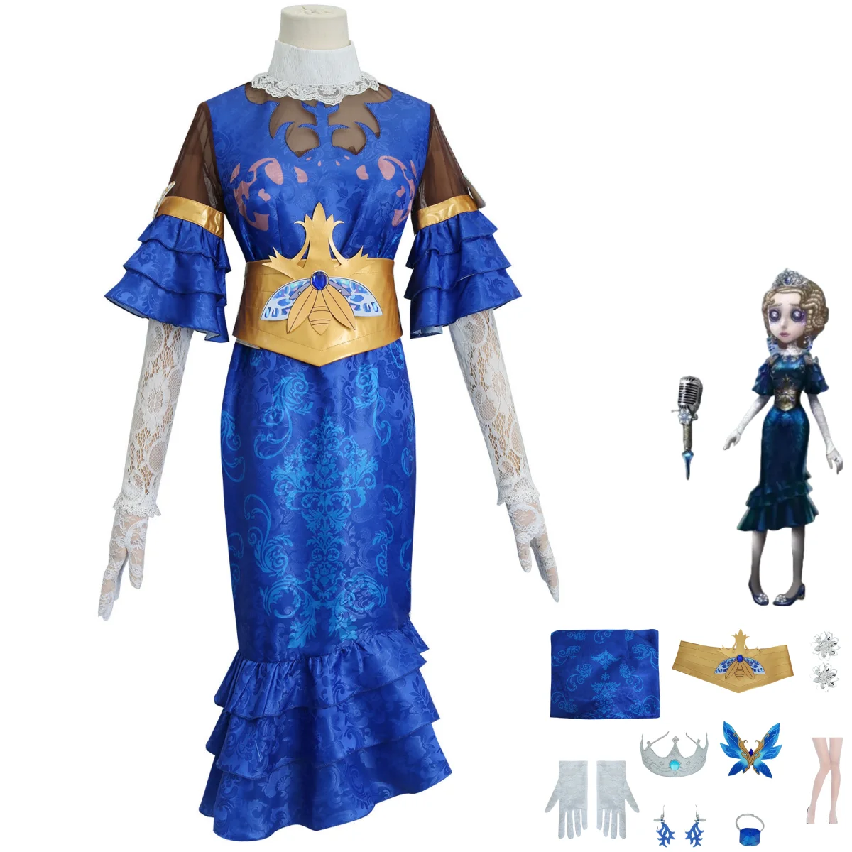 

Game Identity Ⅴ Survivors Emily Dyer Doctor Lydia Jones Cosplay Costume Doctor Firefly Blue Evening Dress Woman Sexy Party Suit