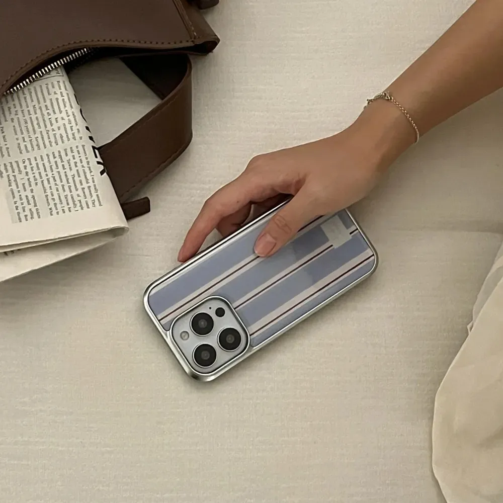 Luxury Electroplated Stripes Phone Case with Drip Glue Finish