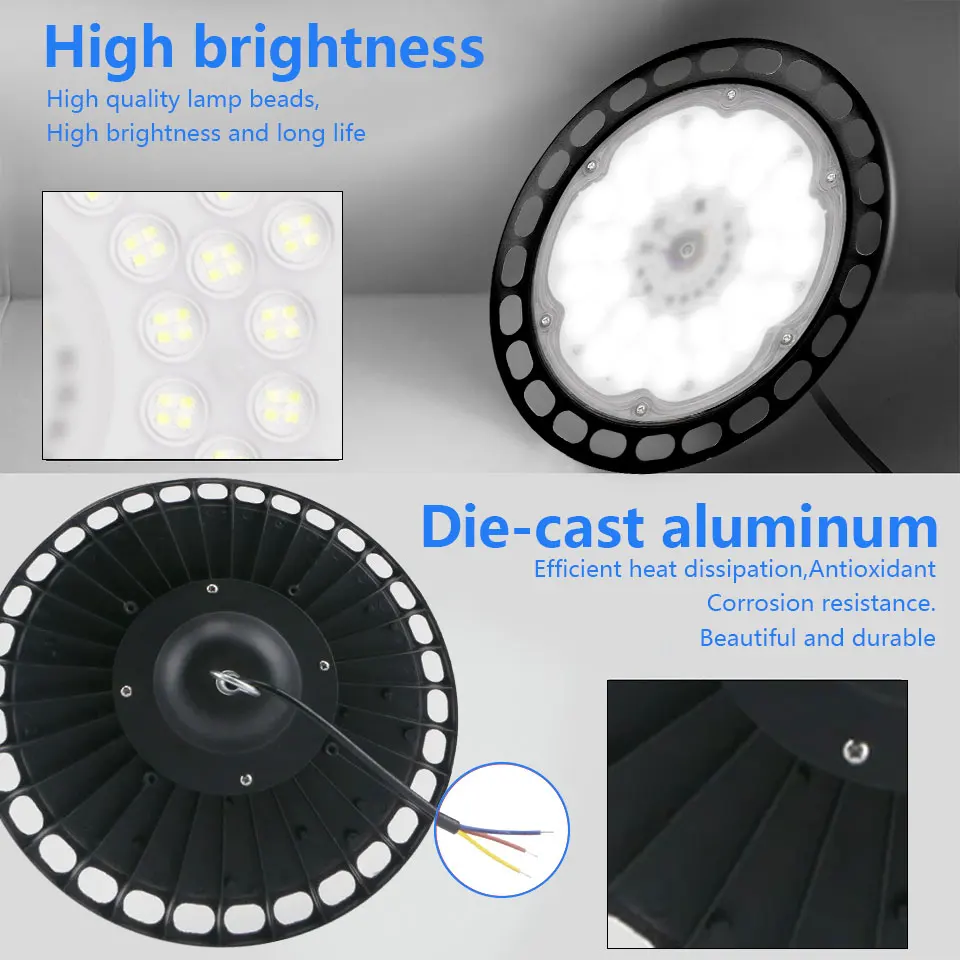 High Bay Light UFO Super Bright AC220V 50W 100W 150W 200W 300W Waterproof Commercial Industrial Garage Workshop Garage Lamps garage lights,high bay lights