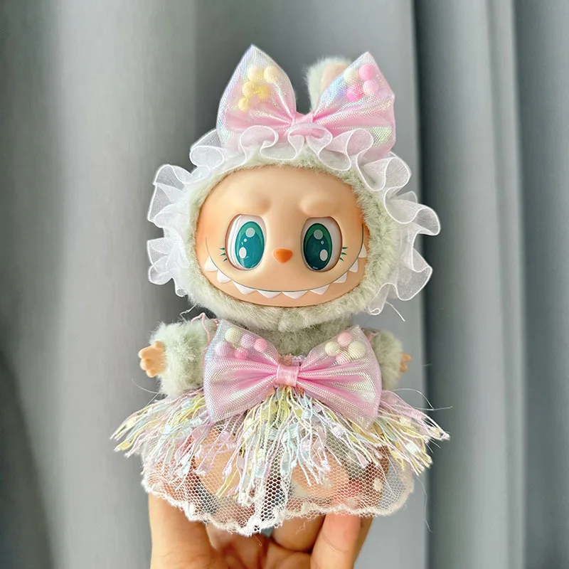 thumbnail image 1 of Miniropa de felpa para muñecas, traje de 17cm, accesorios para Kpop, Exo, Labubu I II, Idol, sit party, falda con lentejuelas, 1 of 5