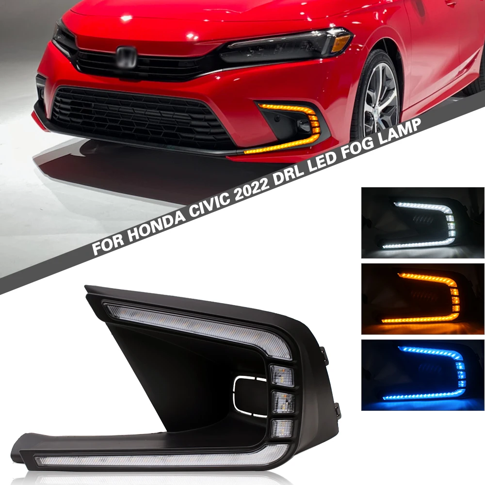 

Светодиодные передние противотуманные фары, совместимые с 2022 Honda Civic 11-го поколения, аксессуары для 4-дверных седанов с желтым/белым цветом