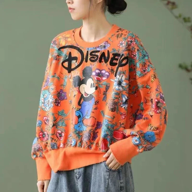 Disney Mickey Mouse Women Sweatshirts Cartoon Korean Style Spring Autumn Long Sleeve Tops Girl Clothes Harajuku Thin Lady Jacket