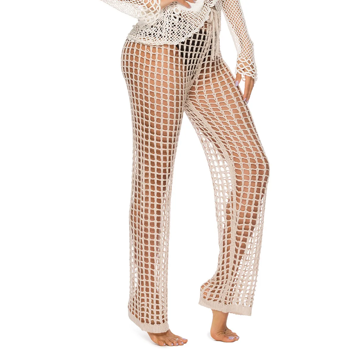Nightclub Cutout Trousers Hand Hook Knitted Beach Pants